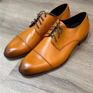 Brand New SuitShop Size 10 Theo Elegant Brown Tan Leather Men's Oxfords